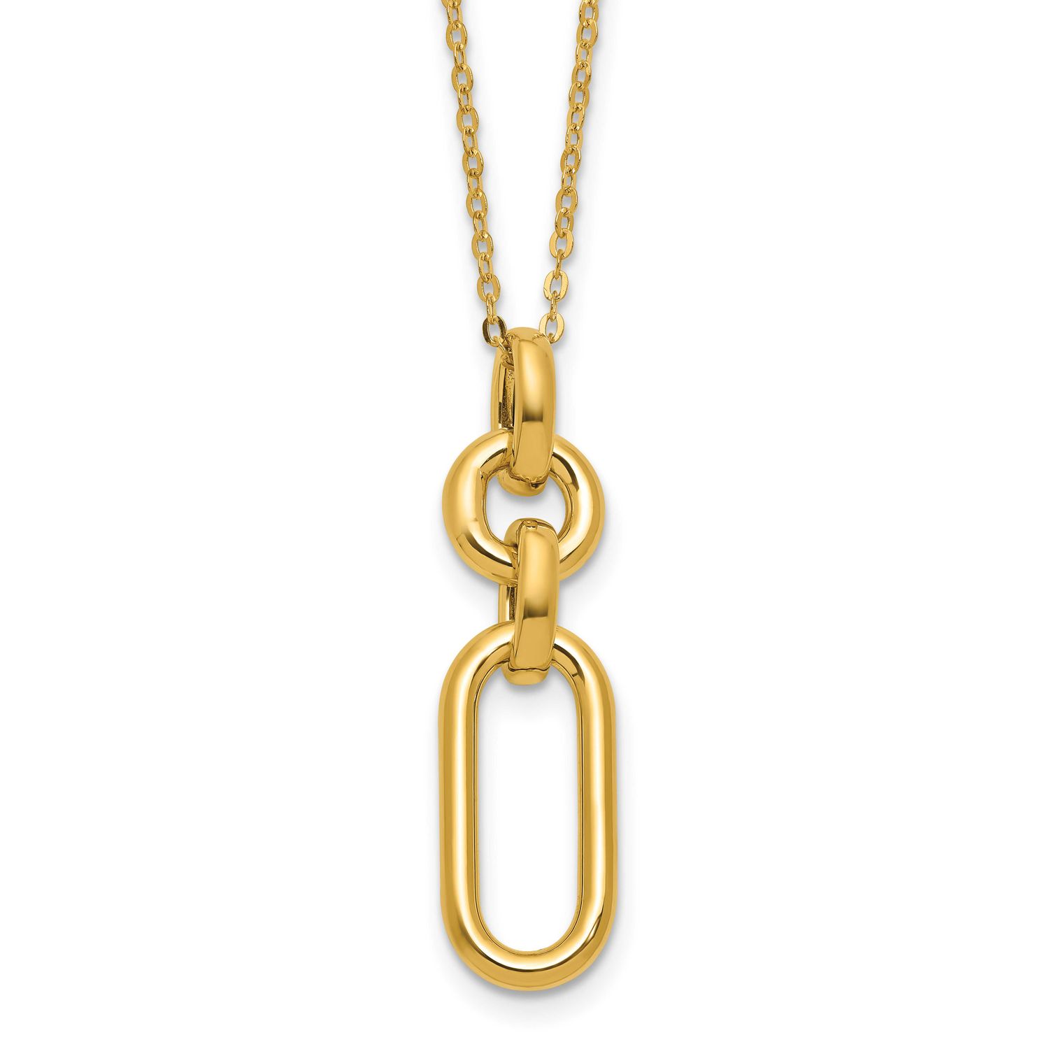Fancy Dangling Mixed Links Necklace 14k Gold Polished LF2232-18 196904316764