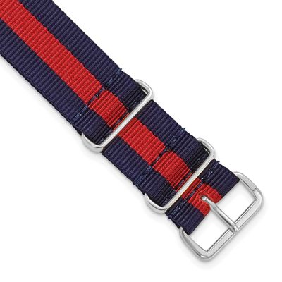 Debeer 18mm One-Piece Navy with Red Stripe Military Ballistic G10 Nylon with Silver-Tone Buckle 10.…