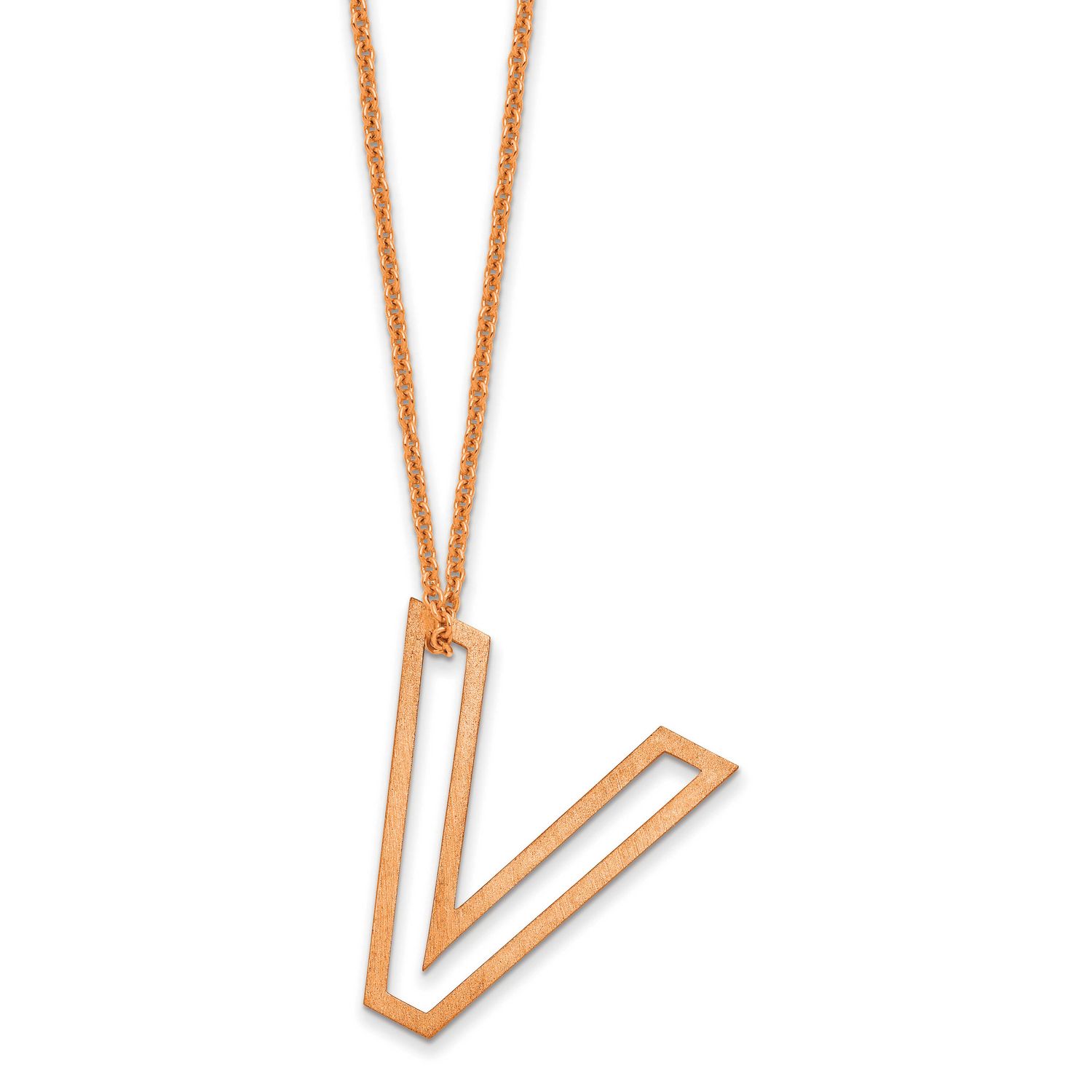 Cut Out Slide Initial V Necklace 14k Rose Gold XNA1474R/V