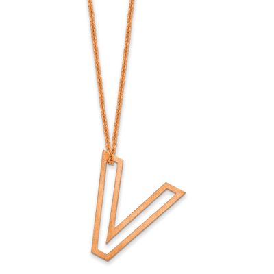 Cut Out Slide Initial V Necklace 14k Rose Gold XNA1474R/V