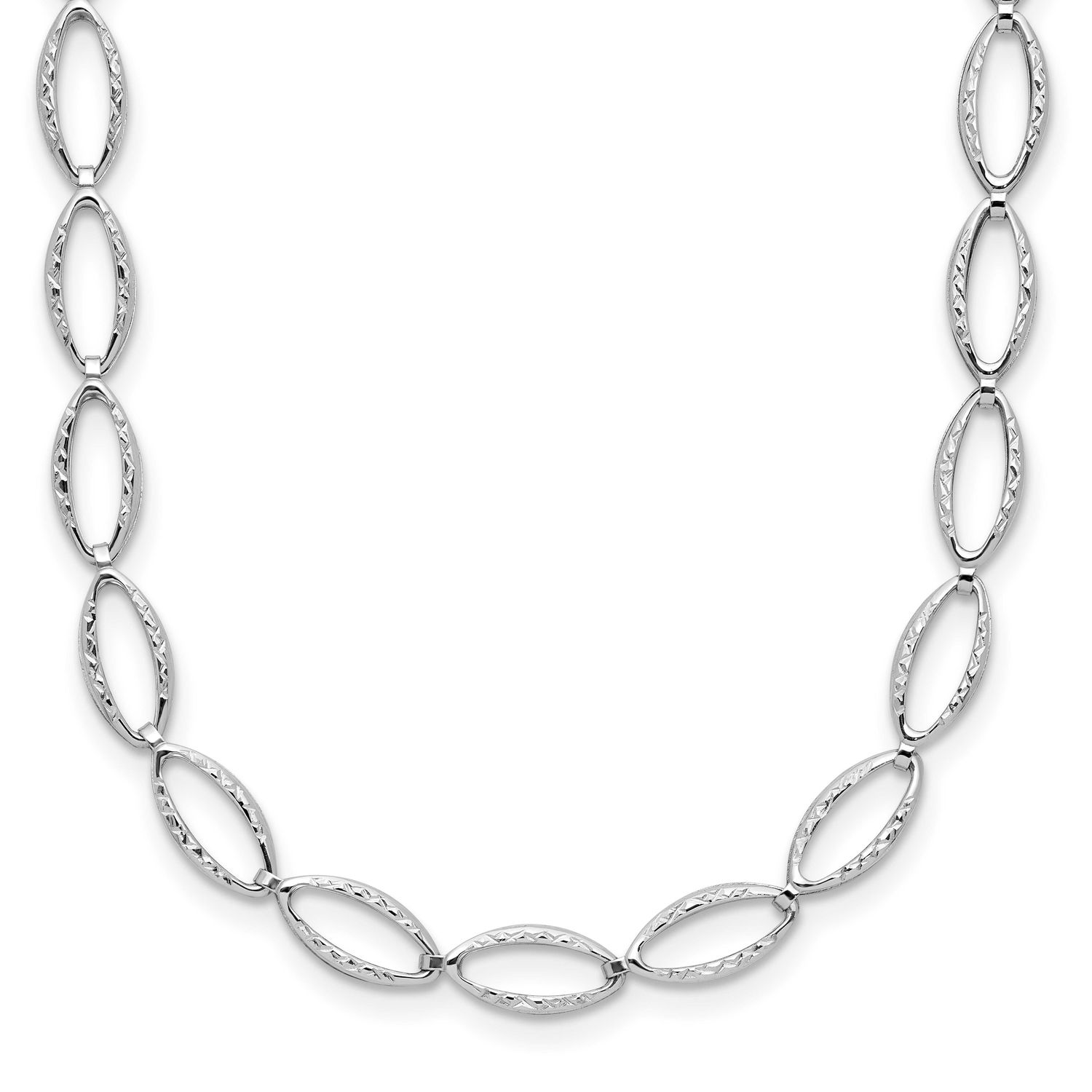 Diamond-Cut Fancy Link Necklace 14k White Gold Polished LF530-18 196904331316