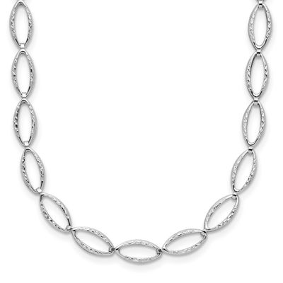 Diamond-Cut Fancy Link Necklace 14k White Gold Polished LF530-18 196904331316