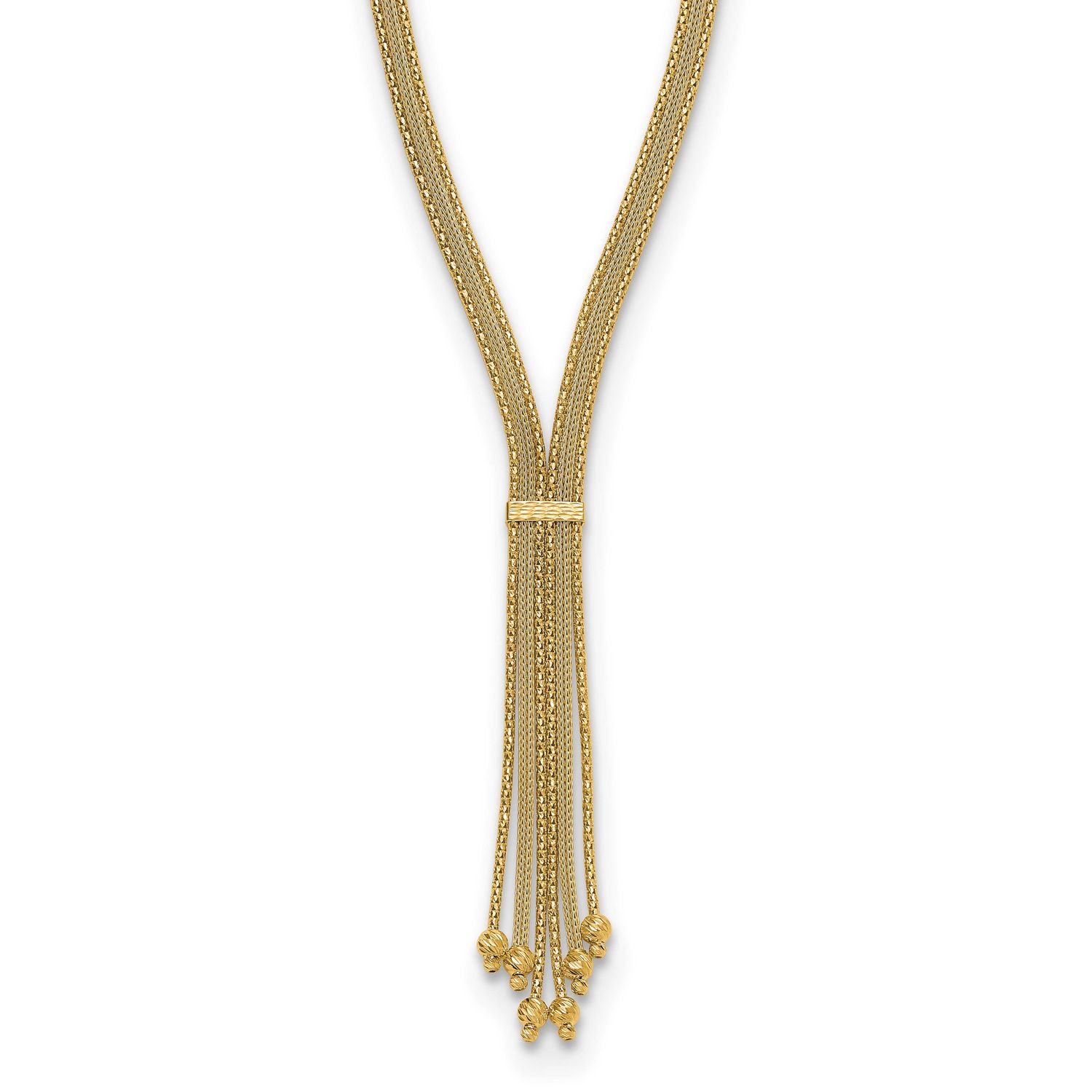 Polish Texture Diamond-Cut Fancy Drop Necklace 14k Gold LF2136-17