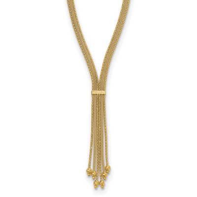 Polish Texture Diamond-Cut Fancy Drop Necklace 14k Gold LF2136-17