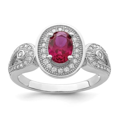 Brilliant Embers 57 Stone Micro Pavc White and Red CZ Ring Sterling Silver Rhodium-plated QMP418-6 …