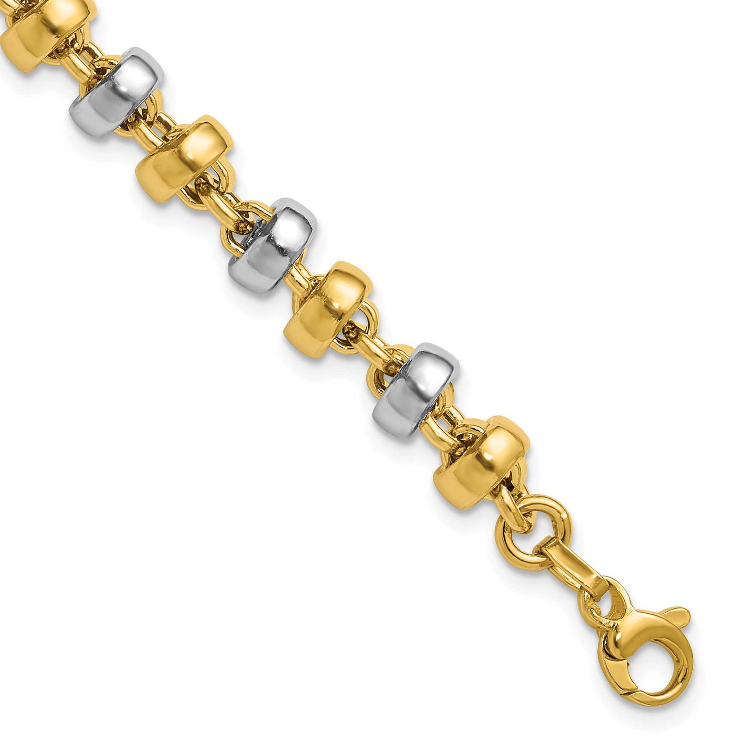 Wht Rhodium Polish Moveable Beaded Link Bracelet 14k Gold LF2194-7.25 196904315194