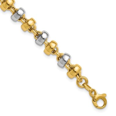 Wht Rhodium Polish Moveable Beaded Link Bracelet 14k Gold LF2194-7.25 196904315194