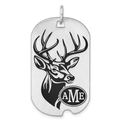 Satin and Epoxy Monogram Dog Tag Sterling Silver Rhodium-plated XNA1557SS