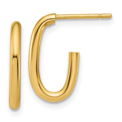 2.0mm Oval Post J-Hoop Earrings 14k Gold Polished LE2941