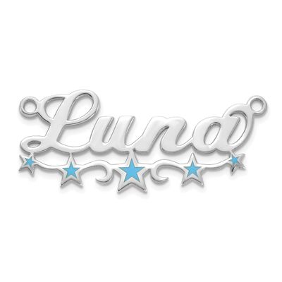 Epoxy Stars Name Plate 10k White Gold 10XNA1499W
