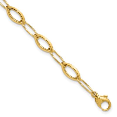 Fancy Oval and Navette Link Bracelet 14k Gold Polished LF2240-7.5