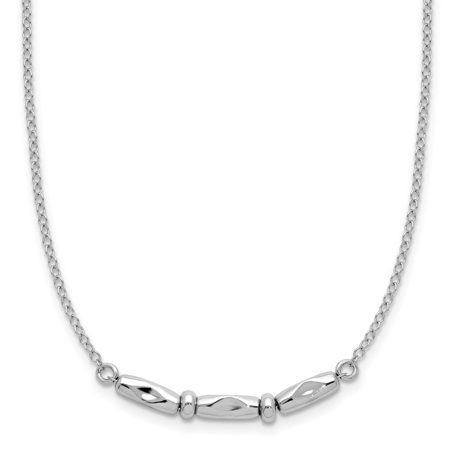 Fancy with 1 Inch Extender Necklace Sterling Silver Rhodium-plated Polished QLF1453-16.5 1969043216…