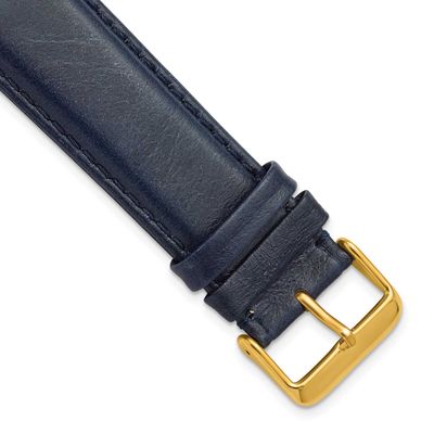 Debeer 18mm Navy Smooth Leather Chronograph with Gold-Tone Buckle 7.5 Inch Watch Band 35CY-18