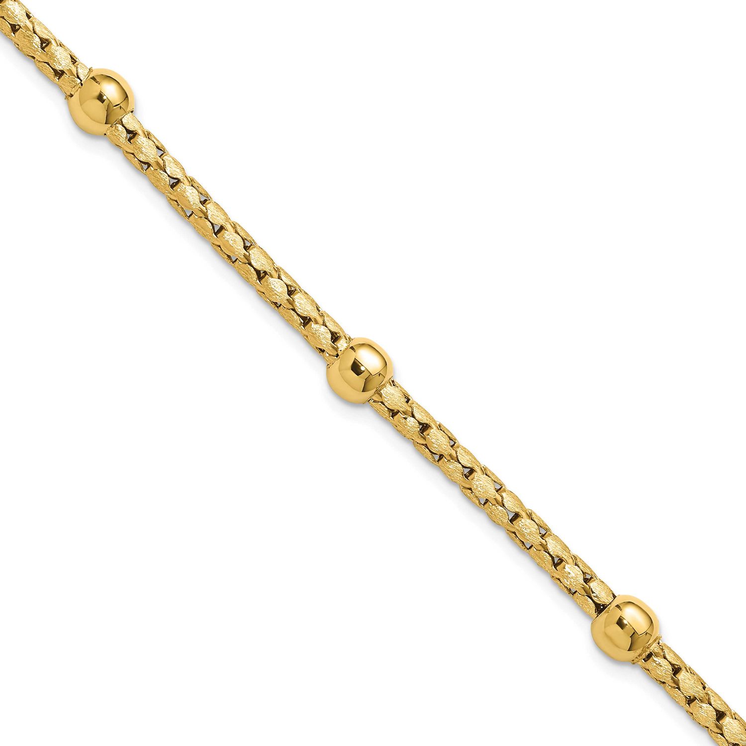 Braided Bracelet 14k Gold Polished and Satin LF2035-7.5 196904273524