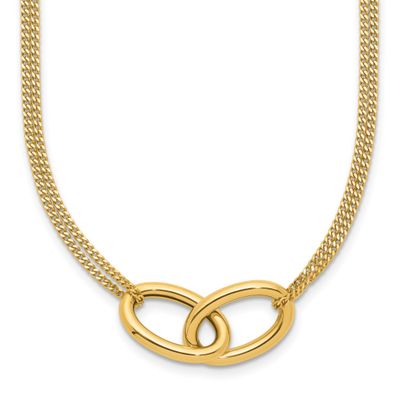 Intertwined Ovals 2-Strand with 1 Inch Extender Necklace 14k Gold Polished LF2075-17 196904316818