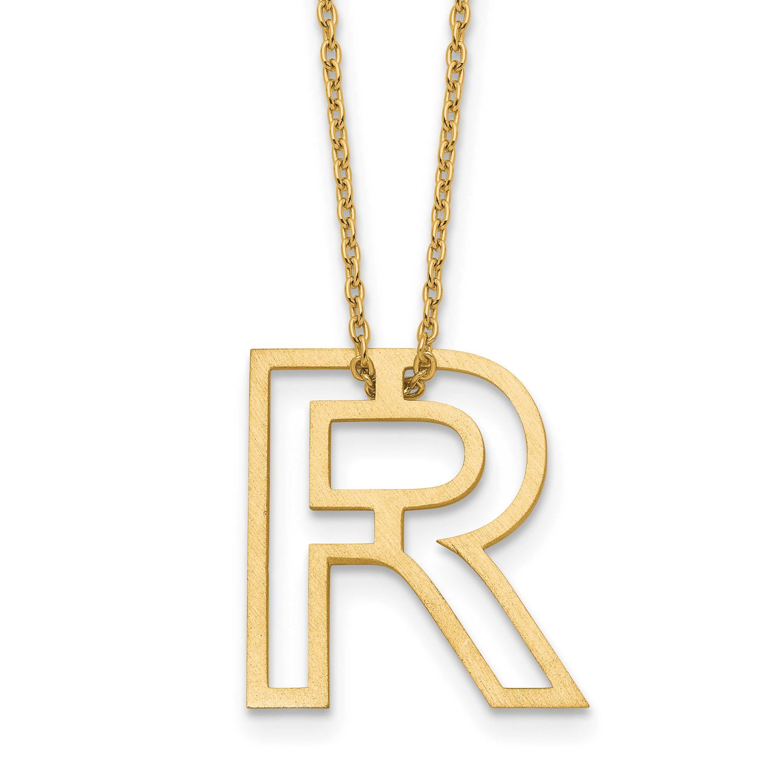 Cut Out Slide Initial R Necklace Sterling Silver Gold-plated XNA1474GP/R