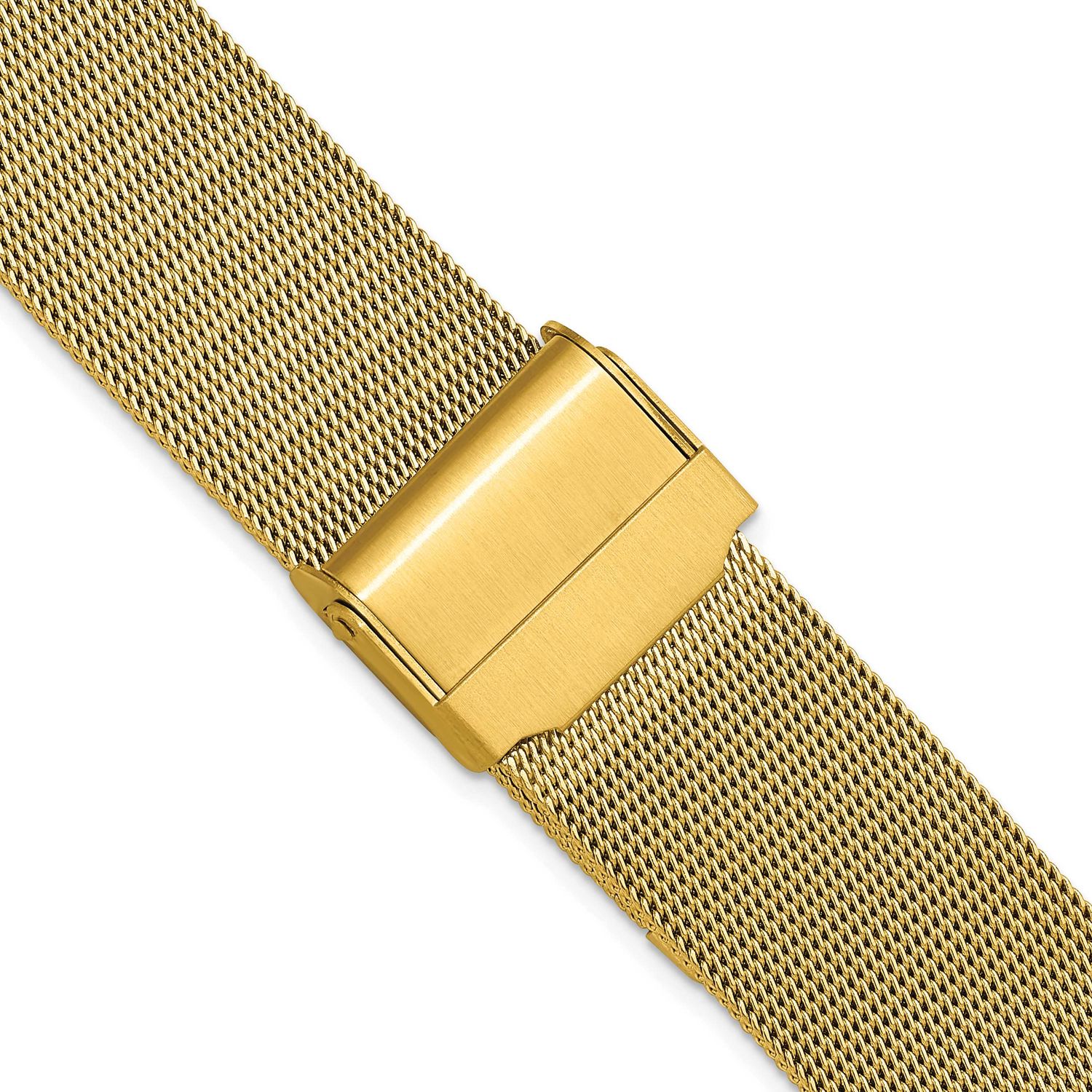 Debeer 18mm Gold Ip-Plated Fine Mesh with Deployment Clasp 8 Inch Watch Strap Stainless Steel BAY57…