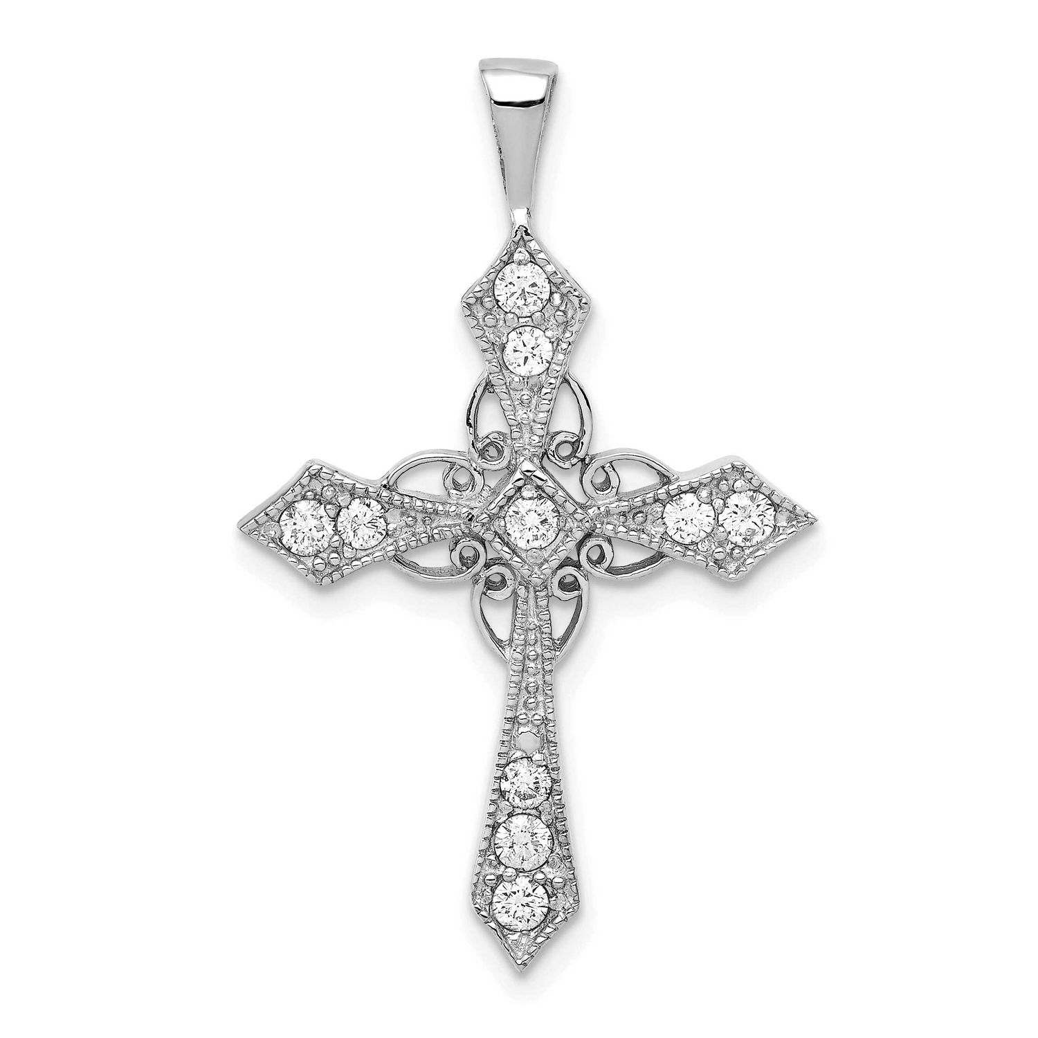 Aa Diamond Passion Cross Pendant 14k White Gold PM5082-033-WA