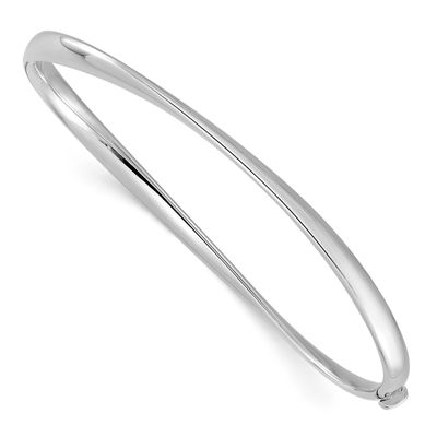 Twisted Hinged Bangle Bracelet 14k White Gold Polished LF1900W 196904171370