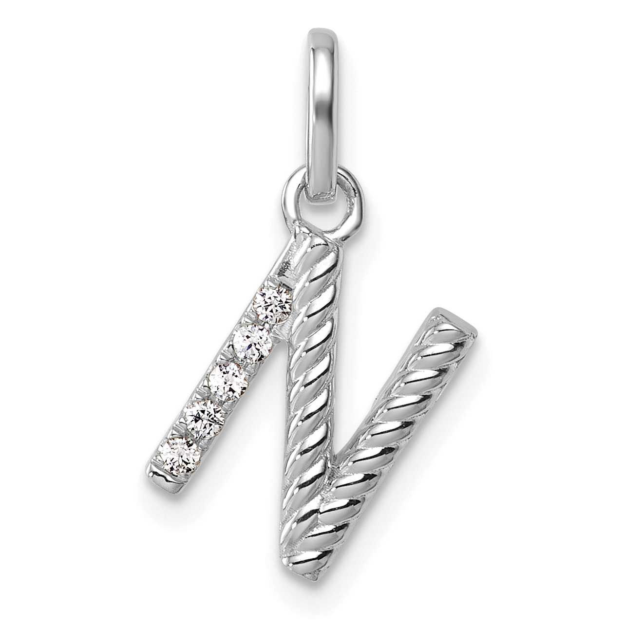 Twisted .05 Ct. Diamond Initial N Charm 14k White Gold PM10732N-WA