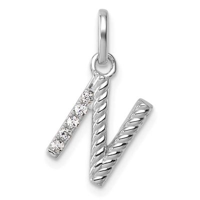 Twisted .05 Ct. Diamond Initial N Charm 14k White Gold PM10732N-WA