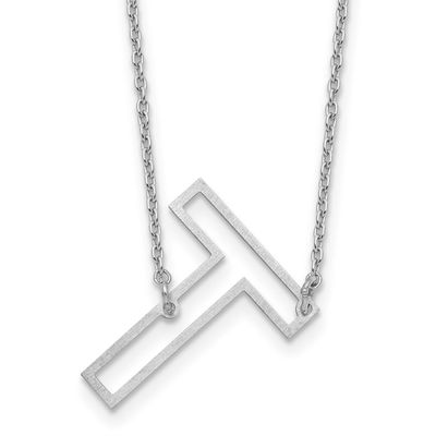 Sideways Cut Out Initial T Necklace Sterling Silver XNA1473SS/T