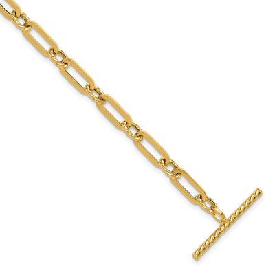 Twisted Fancy Link Toggle Bracelet 14k Gold Polished LF2072-7 196904275955