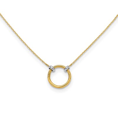 Rhodium Polished Circle Necklace 14k Gold LF2125-17