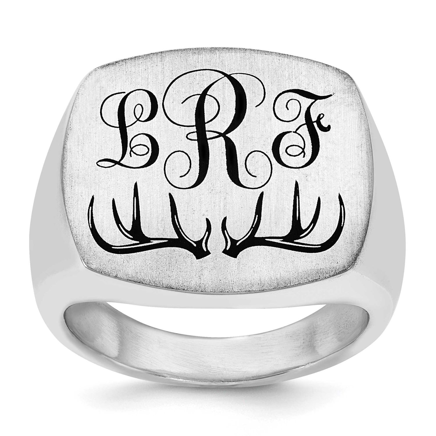 Antler Monogram Cushion Ring Sterling Silver Rhodium-plated XNR137SS