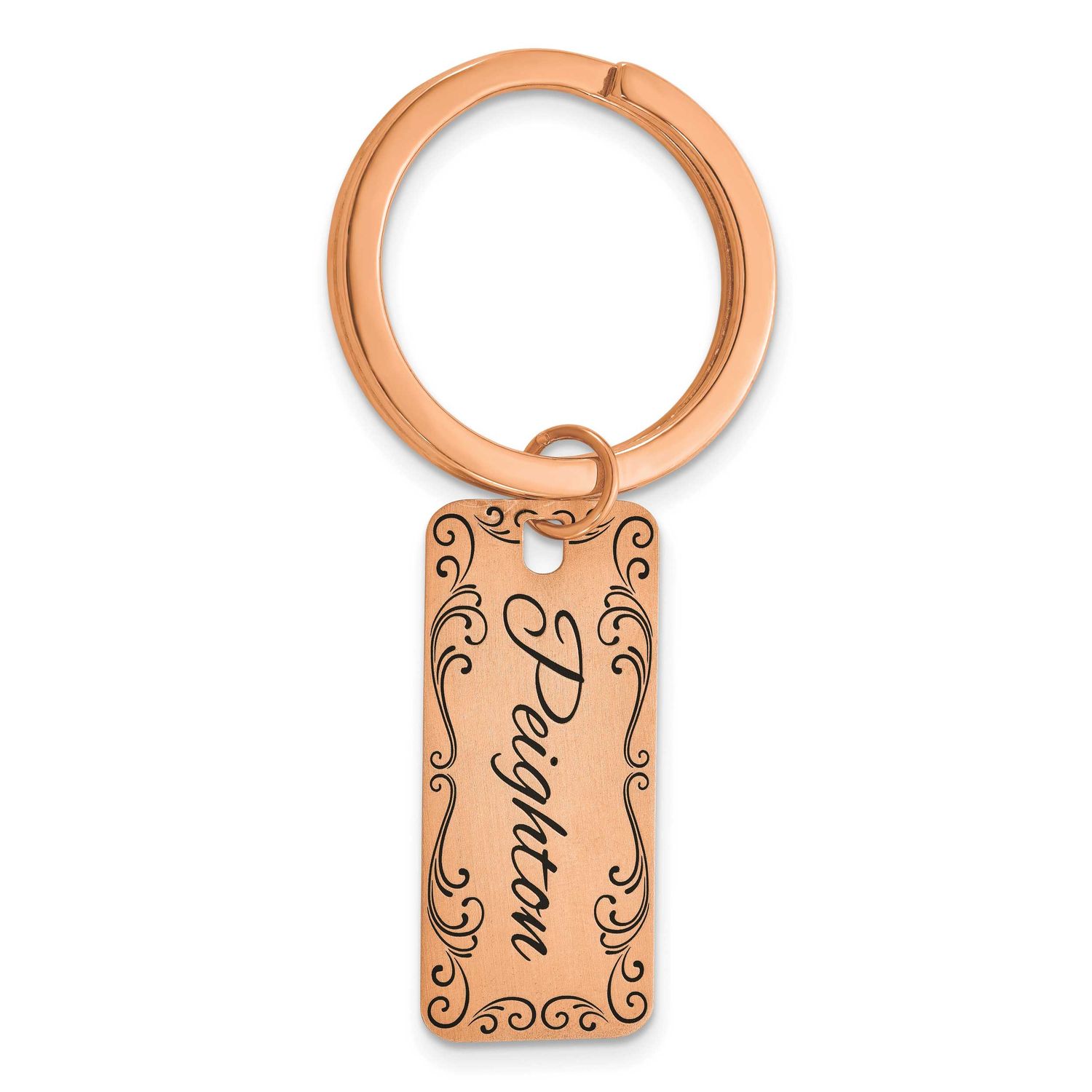 Two Sided Personalized Key Chain Sterling Silver Rose-plated XNA1483RP
