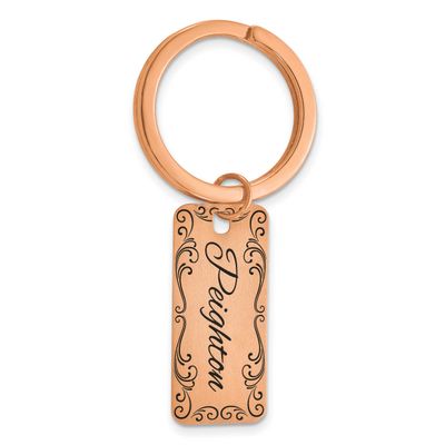 Two Sided Personalized Key Chain Sterling Silver Rose-plated XNA1483RP