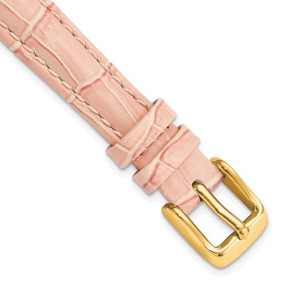 Debeer 12mm Pink Crocodile Grain Chronograph Leather with Gold-Tone Buckle 6.75 Inch Watch Band BAY…