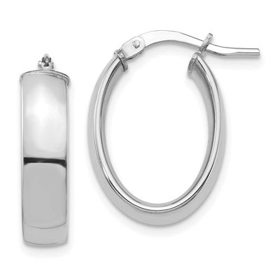 High Polished 5mm Oval Hoop Earrings 14k White Gold TF1406W 191101987199