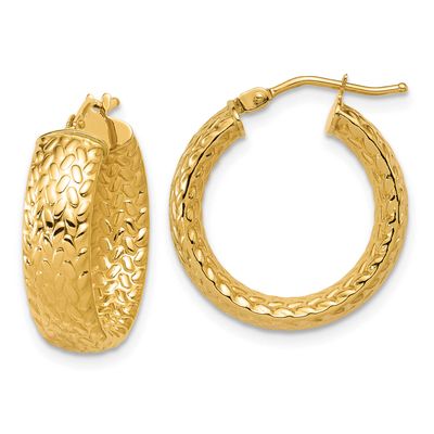 Weave Design Round Hoop Earrings 14k Gold Polished LE2868 196904316467