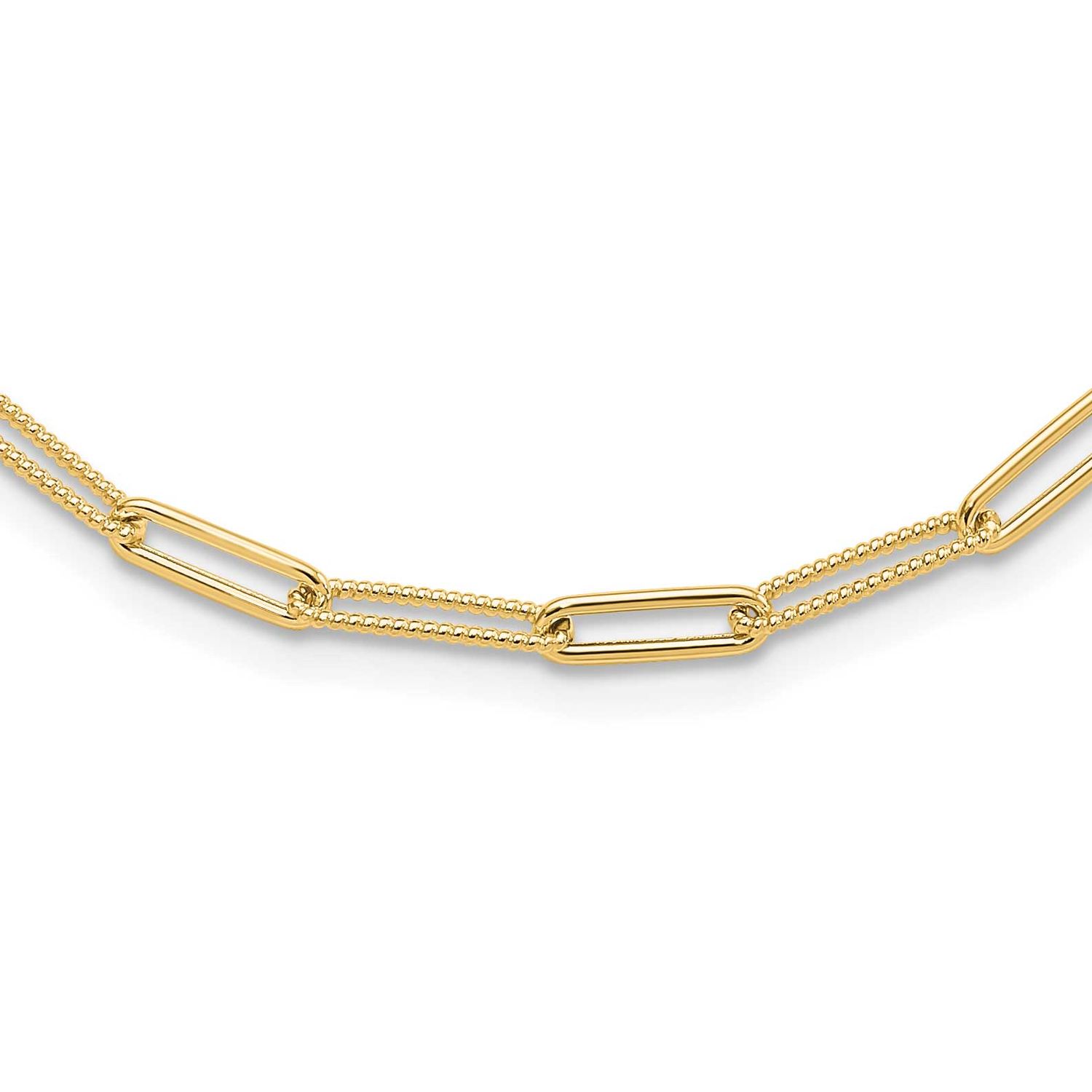 Textured Paperclip Link Necklace 10k Gold Polished 10LF665-18