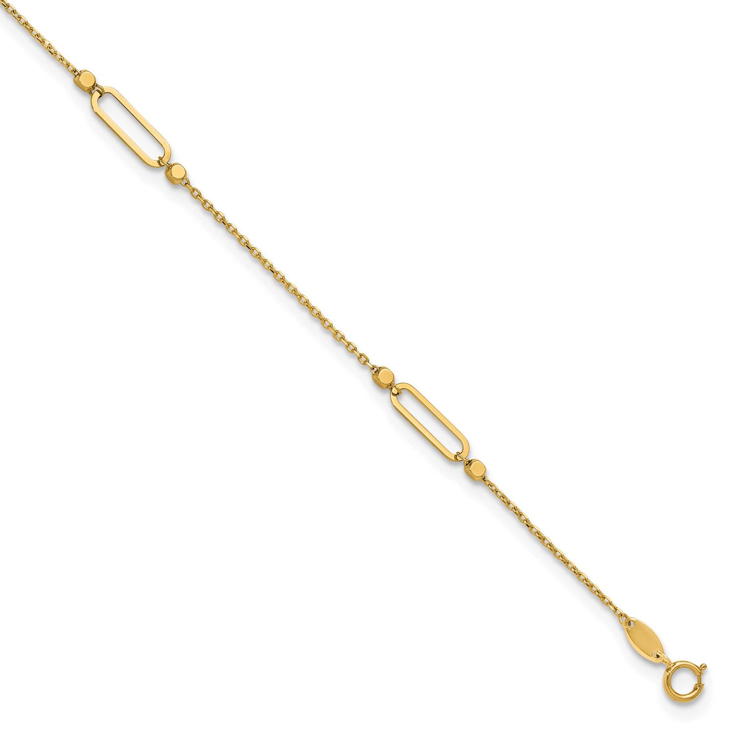 Diamond-Cut Fancy 9 Inch Plus 1 Inch Extender Anklet 14k Gold Polished LF1912-9 196904344057