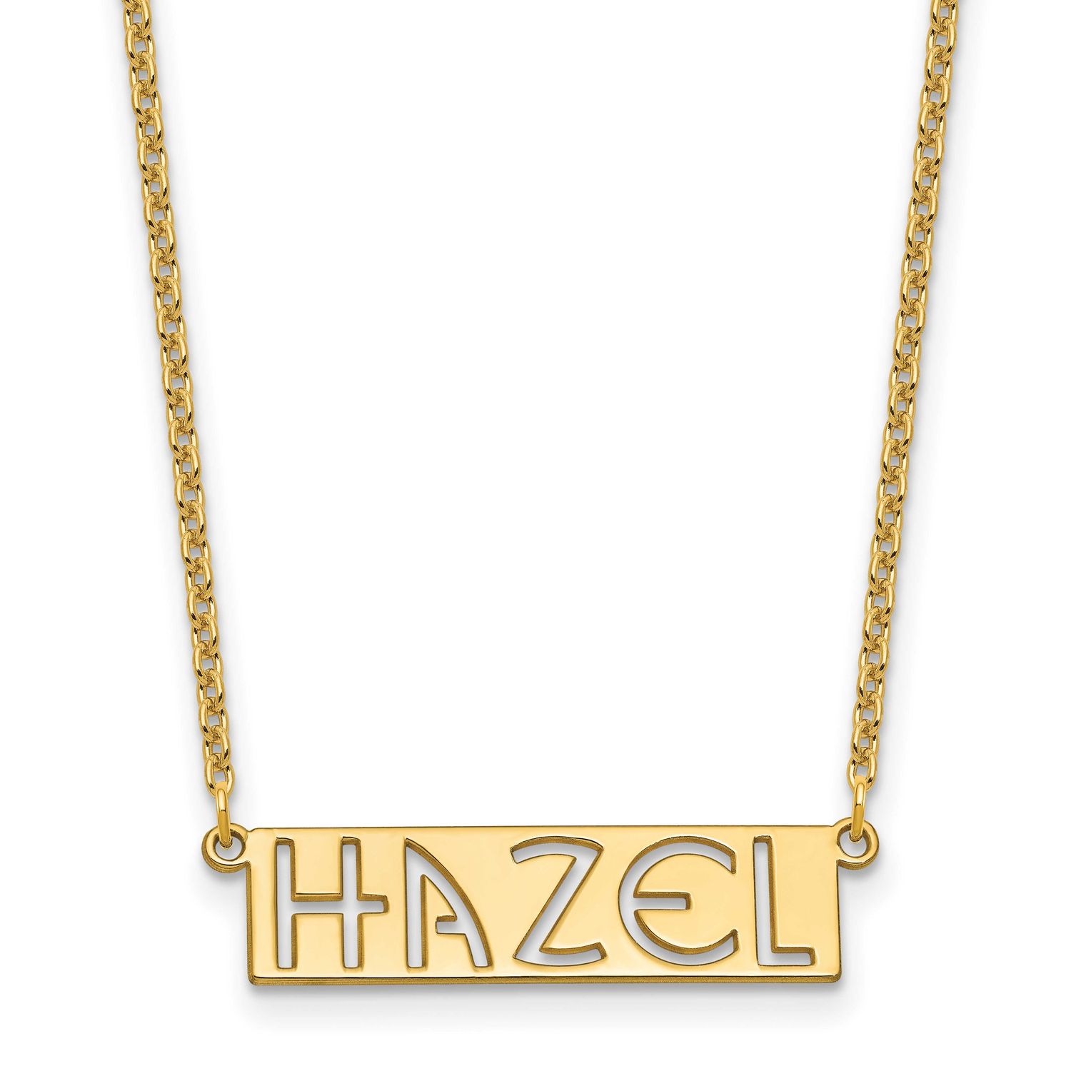 4-6 Letter Cut-Out Name Bar Necklace Sterling Silver Gold-plated XNA1527GP