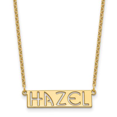 4-6 Letter Cut-Out Name Bar Necklace Sterling Silver Gold-plated XNA1527GP