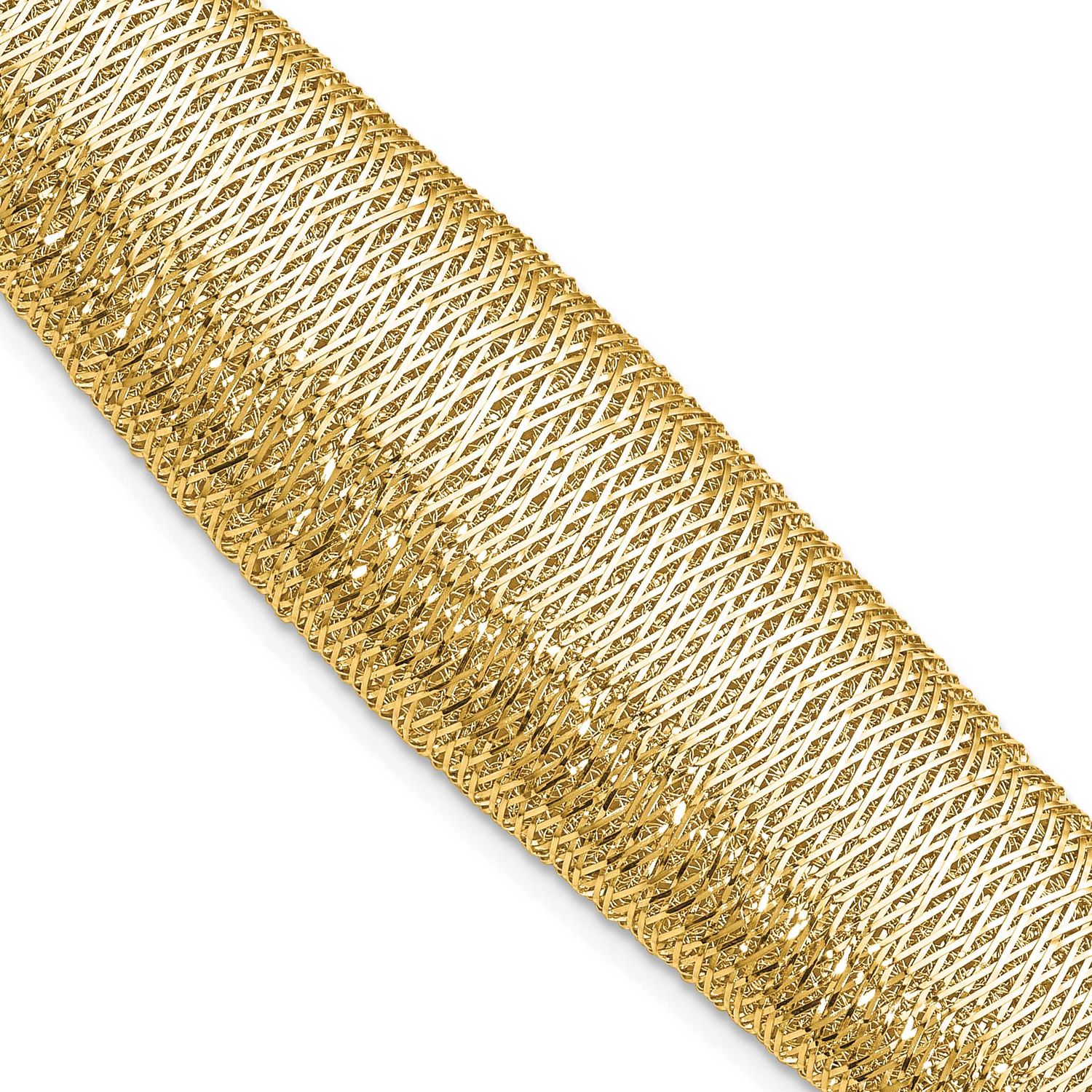 Woven Graduated Dome Bracelet 14k Gold Polished LF1958-7.5 196904258828