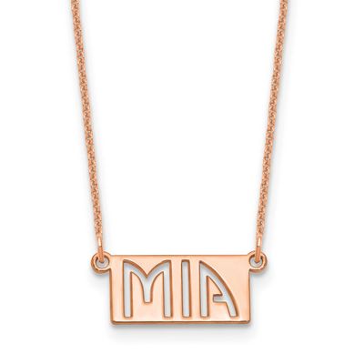 1-3 Letter Cut-Out Name Bar Necklace 14k Rose Gold XNA1511R