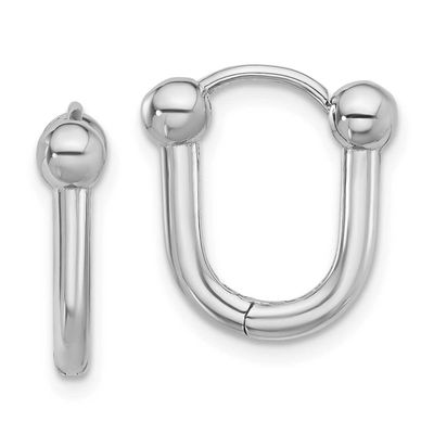 Hinged Hoop Earrings 14k White Gold Polished LE2652W 196904338230