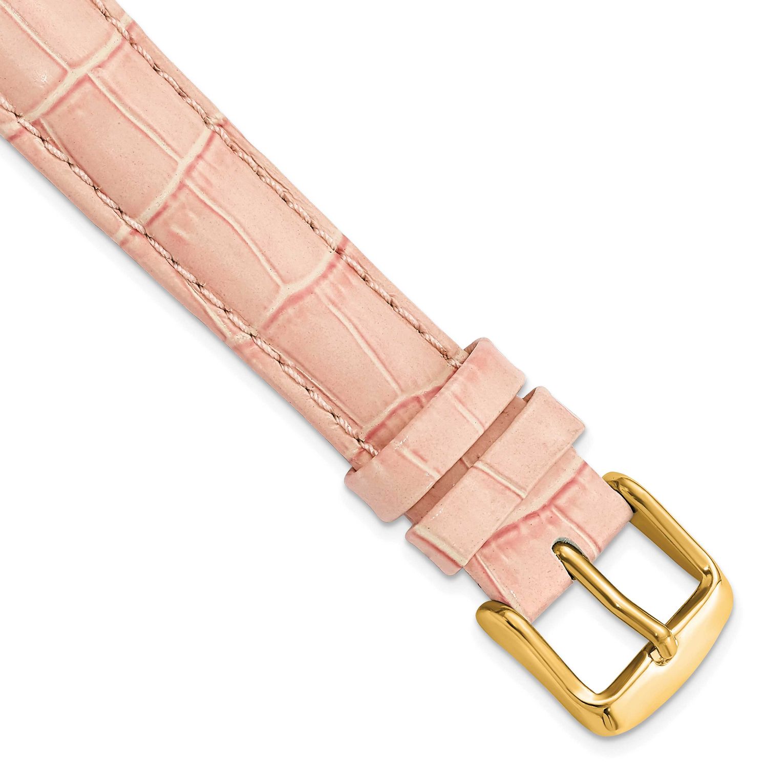 Debeer 16mm Pink Crocodile Grain Chronograph Leather with Gold-Tone Buckle 7.5 Inch Watch Band BAY1…