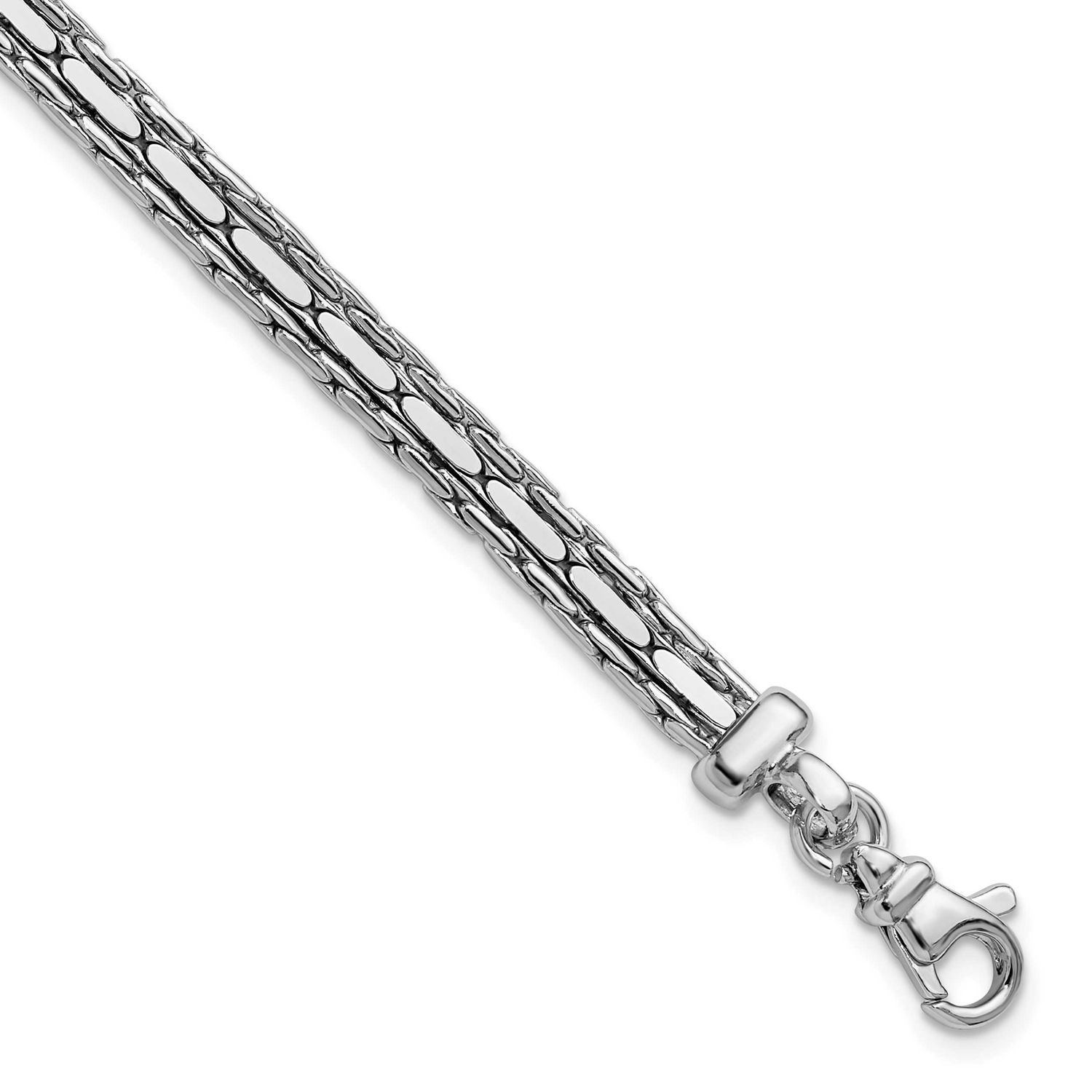 Polished 3-Strand Fancy with 1 Inch Extender Bracelet Sterling Silver Rhodium-plated QLF1445-7 1969…