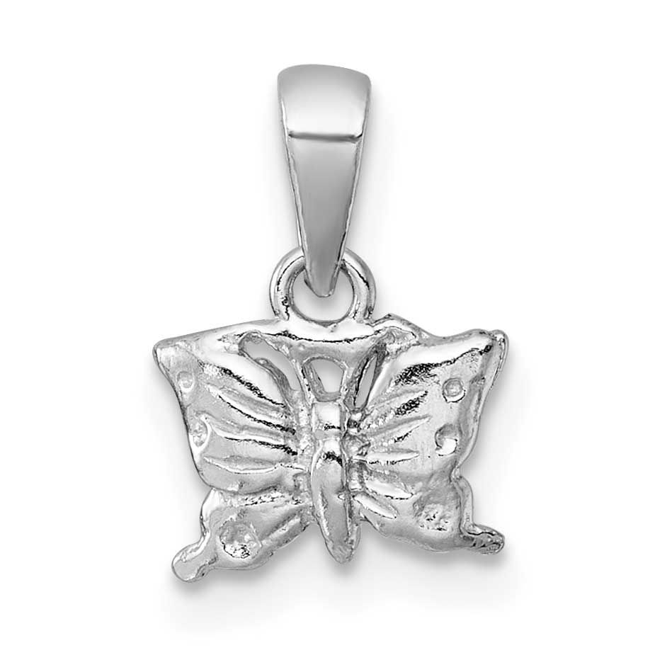 Madi K Polished and Textured Butterfly Children&#39;s Pendant Sterling Silver Rhodium-plated QP5957