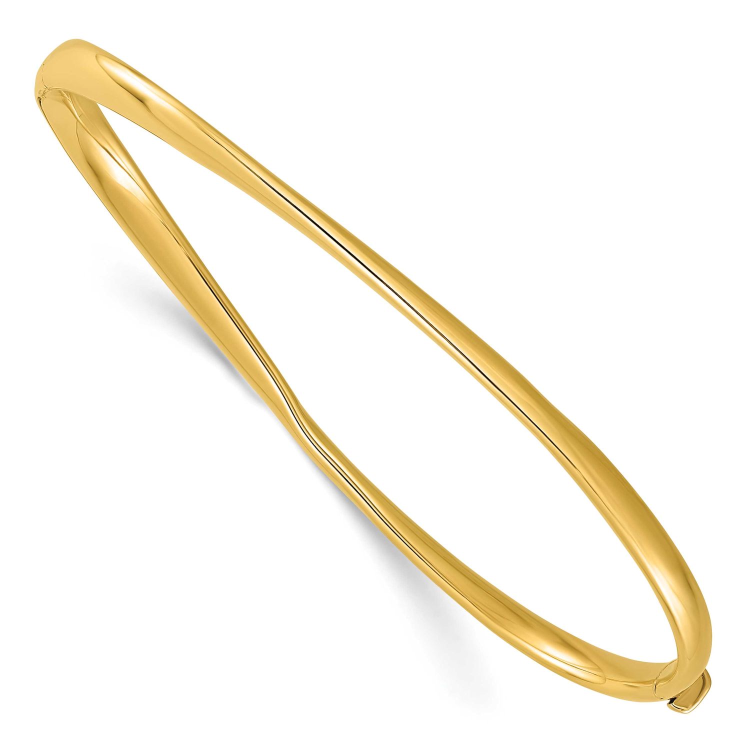 Twisted Hinged Bangle Bracelet 14k Gold Polished LF1900 196904171073