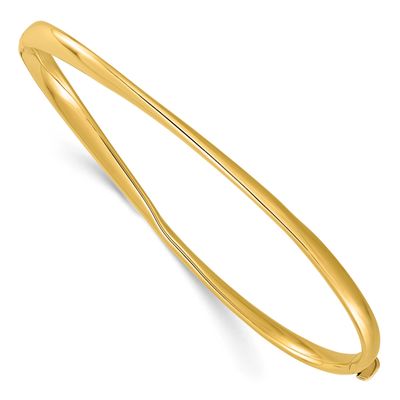 Twisted Hinged Bangle Bracelet 14k Gold Polished LF1900 196904171073