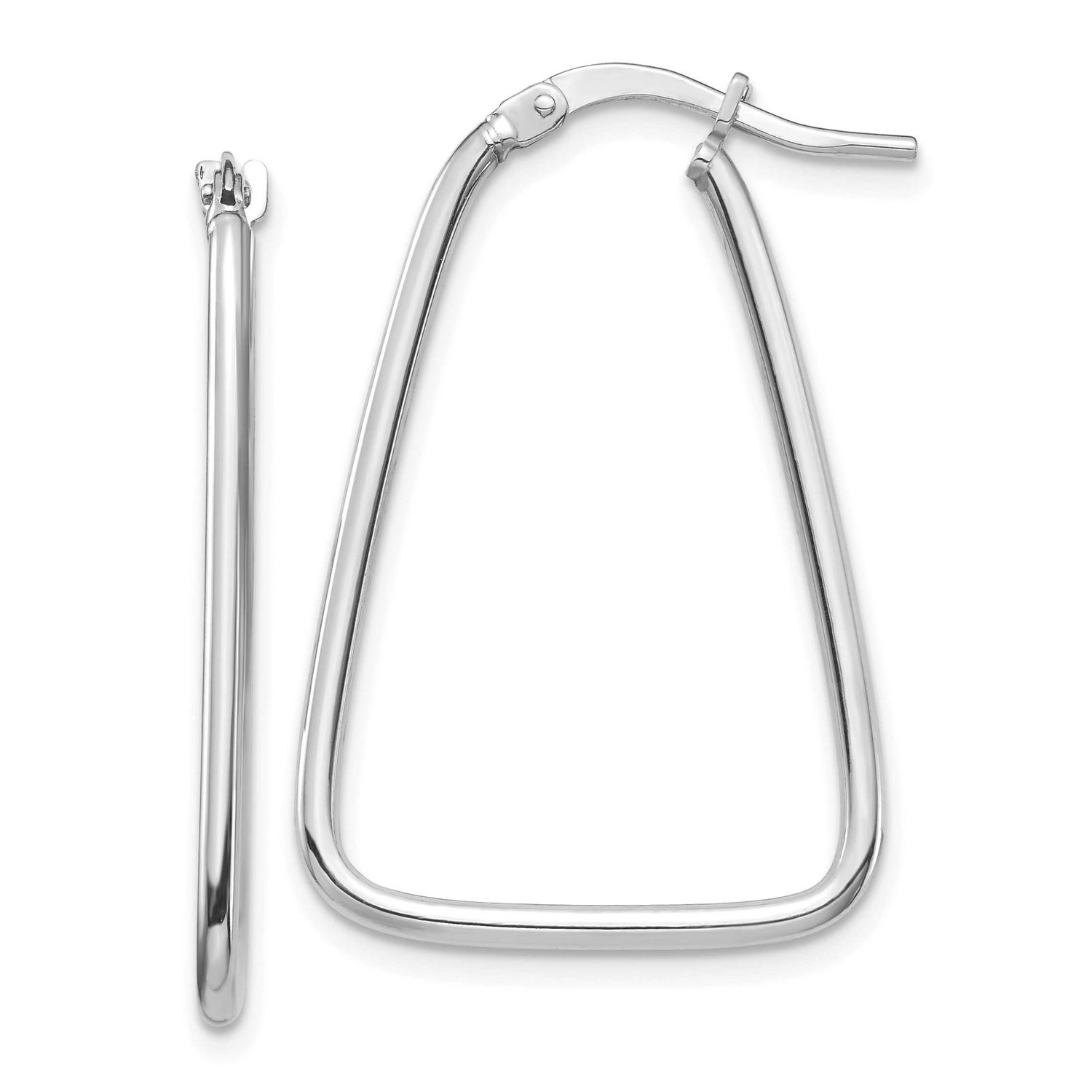 1.5mm White Gold Polished Triangle Dangle Hoop Earrings 14k Gold TF1366W 191101986482