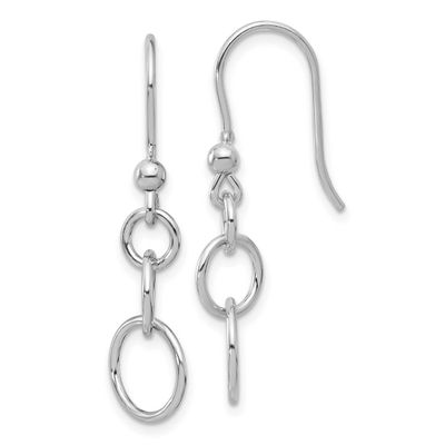 Graduated Circle Dangle Earrings Sterling Silver Rhodium-plated Polished QLE1470