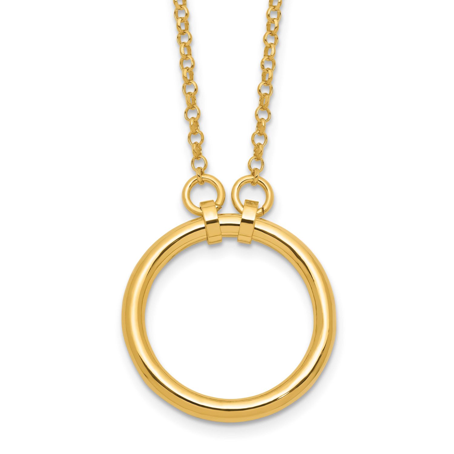 Gold-Tone Polished Circle with 2 Inch Extender Necklace Sterling Silver QLF1369-17.5 196904347652