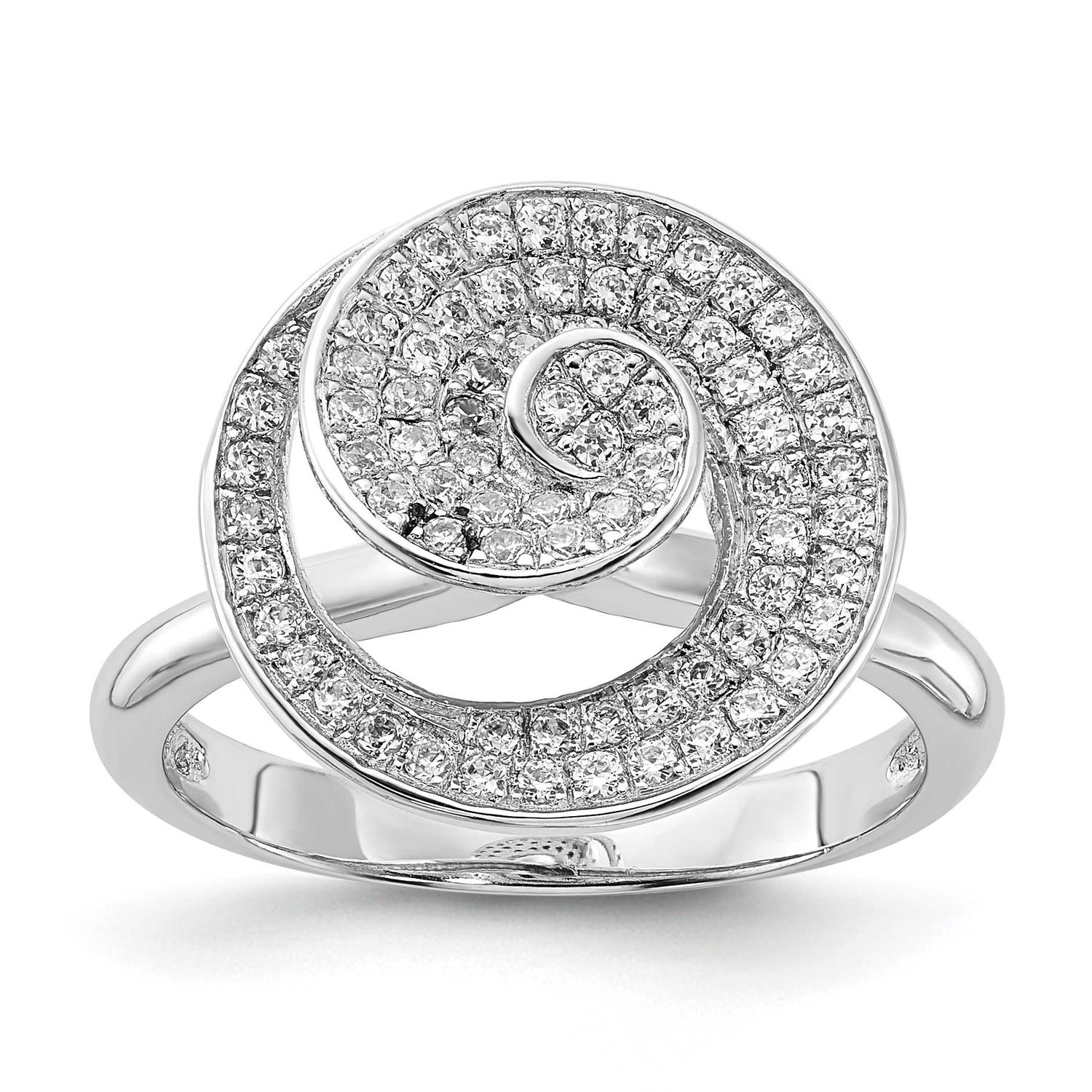 CZ Brilliant Embers Swirl Circle Ring Sterling Silver QMP199-7 886774165479